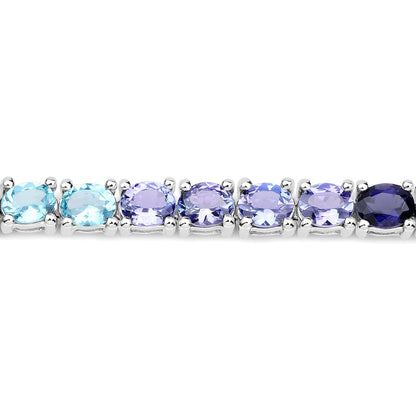 12.04 Carat Genuine Multi Stone .925 Sterling Silver Bracelet Bids.com