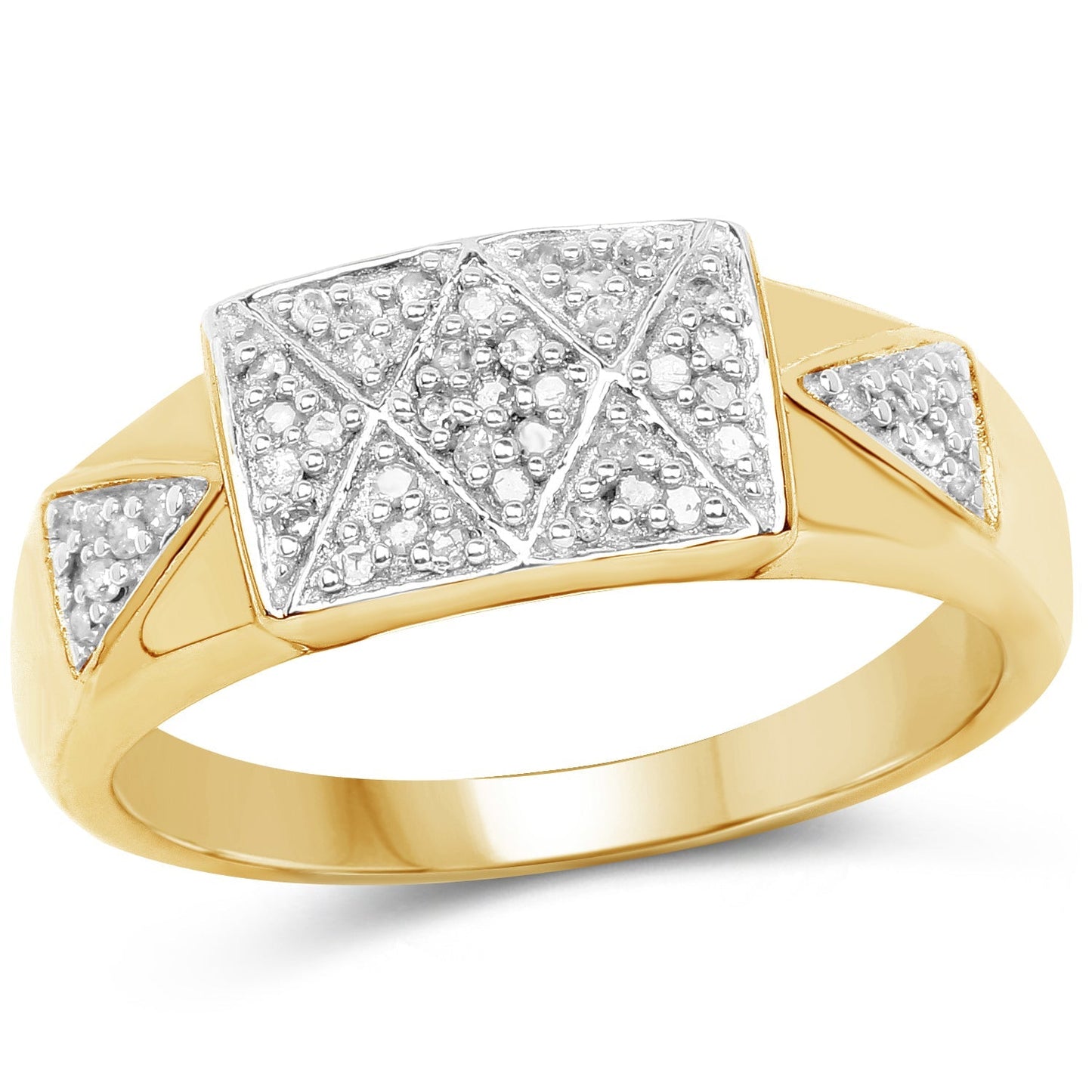 14K Yellow Gold Plated 0.21 Carat Genuine White Diamond .925 Sterling Silver Ring Bids.com