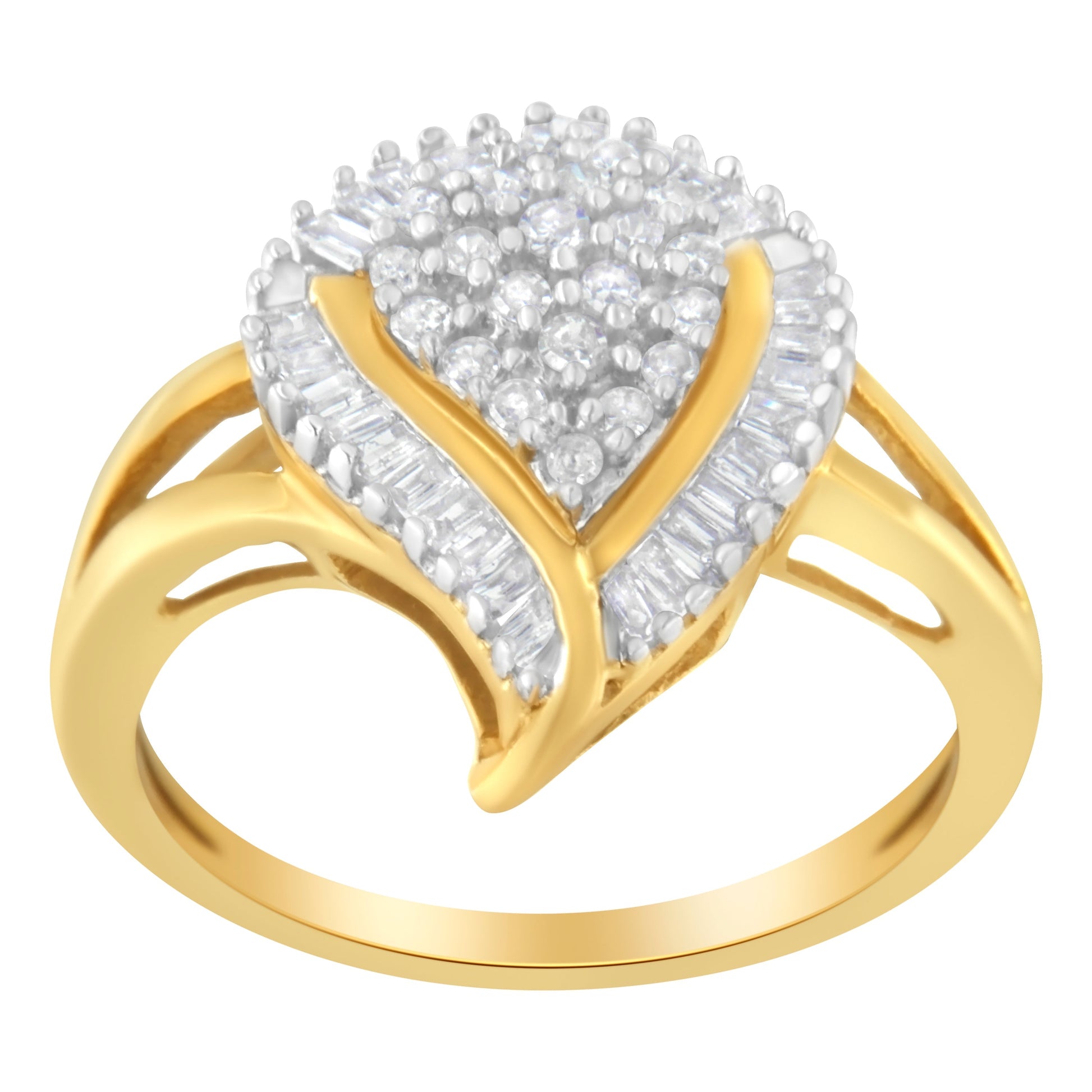 10K Yellow Gold Diamond Cluster Ring (1/2 Cttw, I-J Color, I1-I2 Clarity) - Size 8 Bids.com