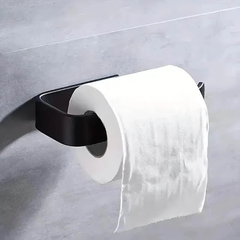 2-Pack: No-Drill Self-Adhesive Toilet Paper Holder – Black & White DailySale