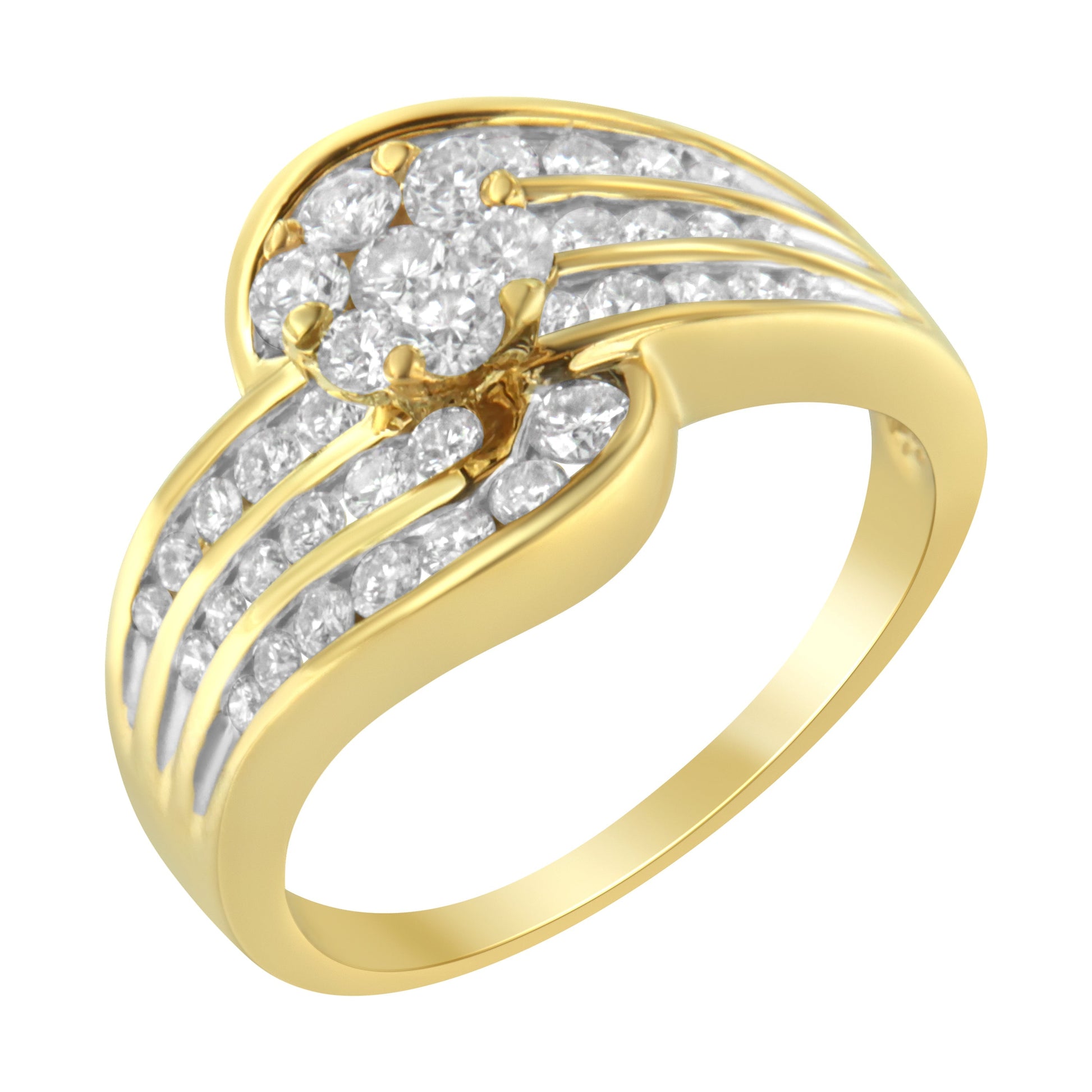 14K Yellow Gold Diamond Cocktail Bypass Ring (1 1/2 Cttw, H-I Color, SI2-I1 Clarity) - Size 7 Bids.com