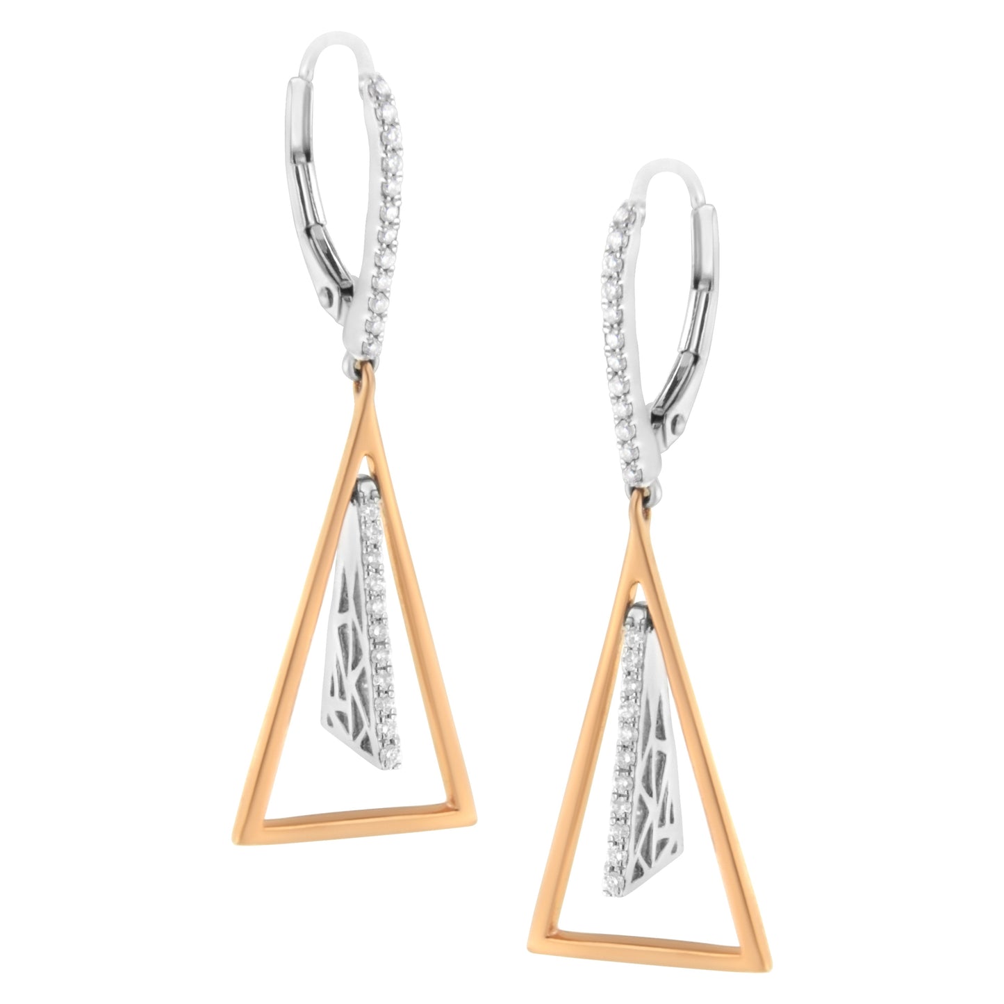 14K Rose and White Gold 3/8 Cttw Diamond Windchime Drop and Dangle Earring (G-H Color, SI1-SI2 Clarity) Bids.com