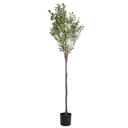 5.9ft Artificial Olive Tree with Lush Olive Branches and Fruits with Black Planter Pot DailySale