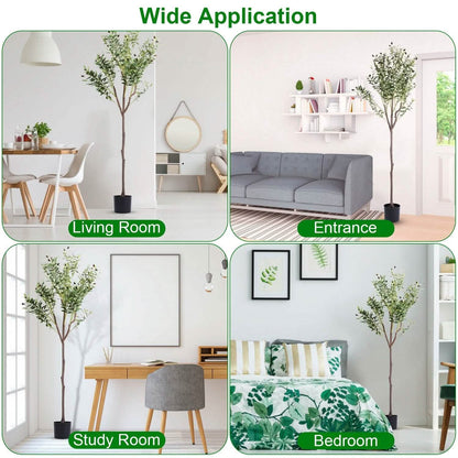 5.9ft Artificial Olive Tree with Lush Olive Branches and Fruits with Black Planter Pot DailySale