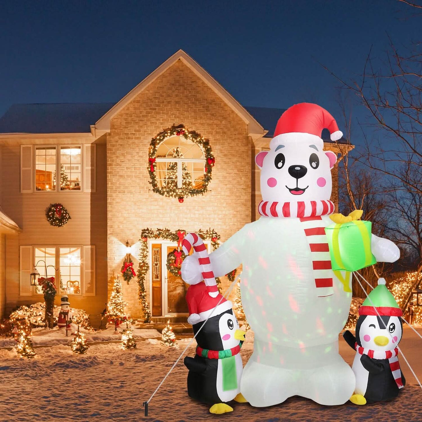 5.9Ft Christmas Inflatable Polar Bear and Penguin Blow Up Yard Outdoor Decoration with LED DailySale