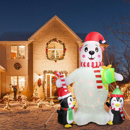 5.9Ft Christmas Inflatable Polar Bear and Penguin Blow Up Yard Outdoor Decoration with LED DailySale