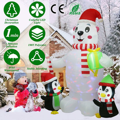 5.9Ft Christmas Inflatable Polar Bear and Penguin Blow Up Yard Outdoor Decoration with LED DailySale