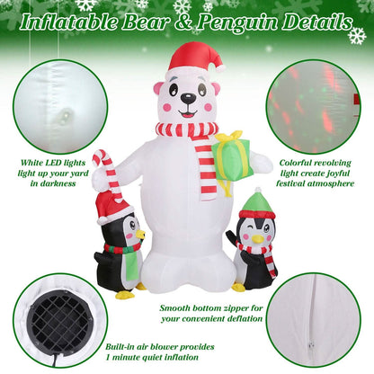 5.9Ft Christmas Inflatable Polar Bear and Penguin Blow Up Yard Outdoor Decoration with LED DailySale