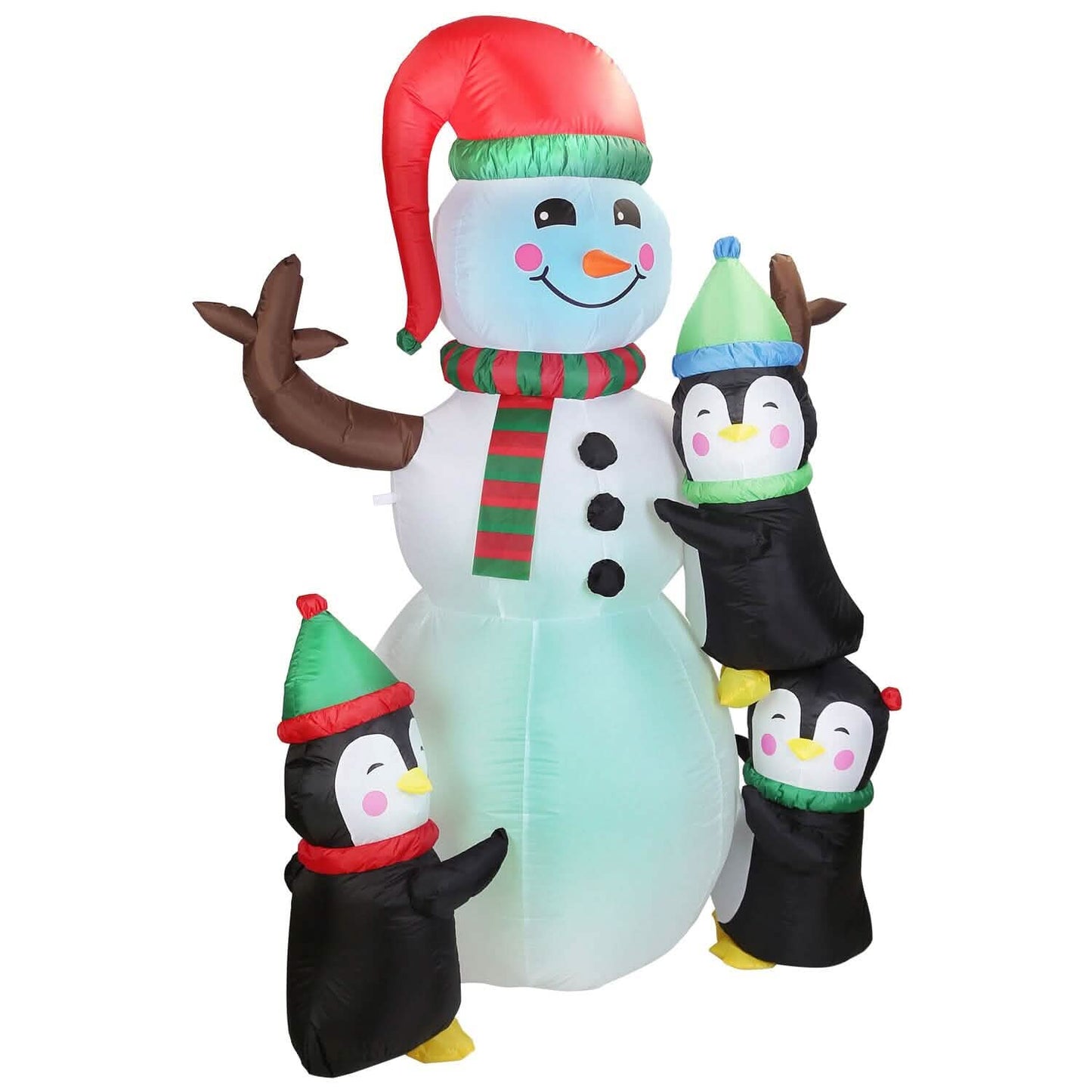 5.9Ft Snowman and Penguin Blow Up Yard Decoration with LED Light Built-in Air Blower DailySale