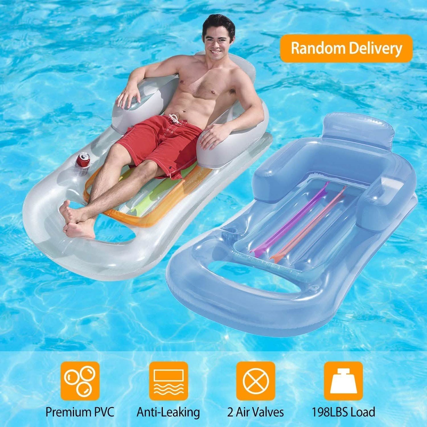 59in Inflatable Pool Float Raft with Headrest Armrest Cupholder DailySale