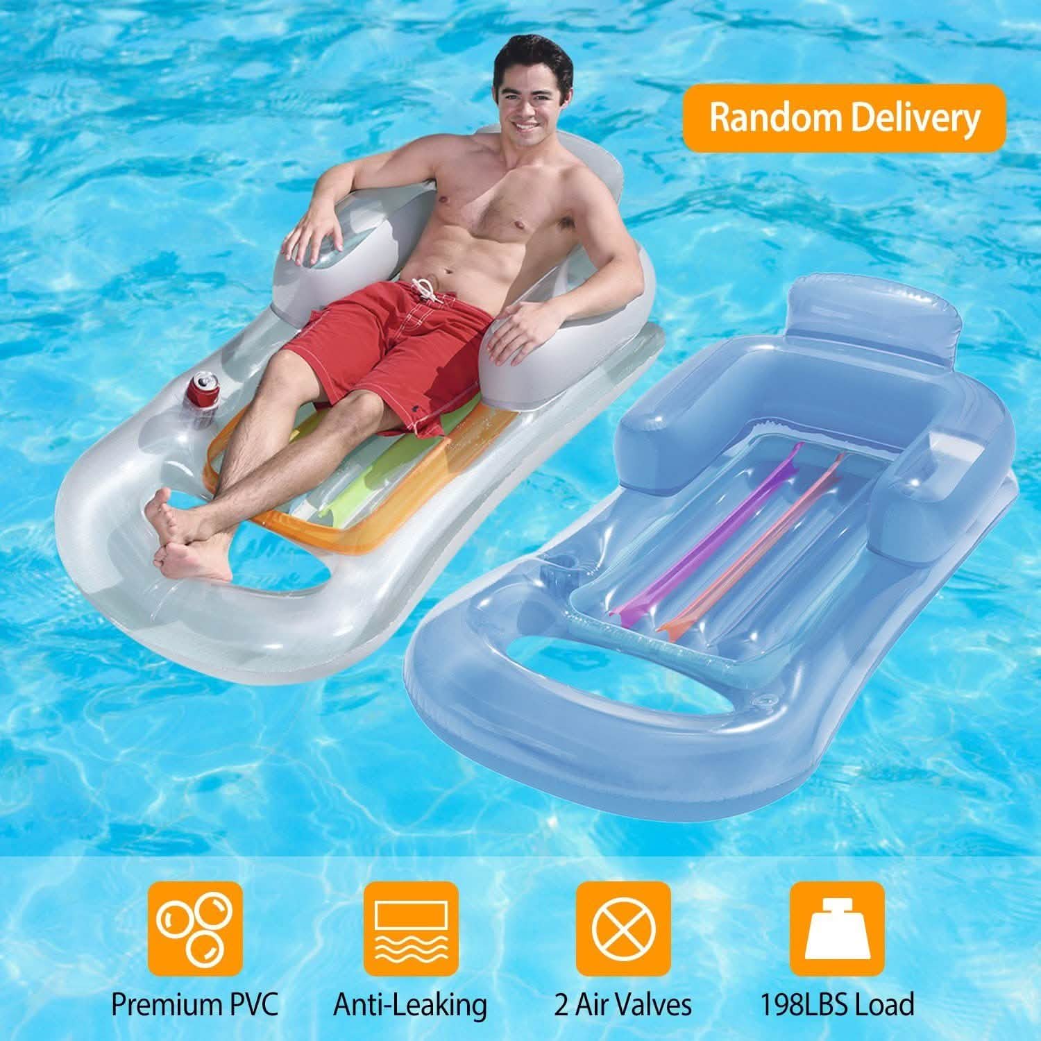 59in Inflatable Pool Float Raft with Headrest Armrest Cupholder DailySale