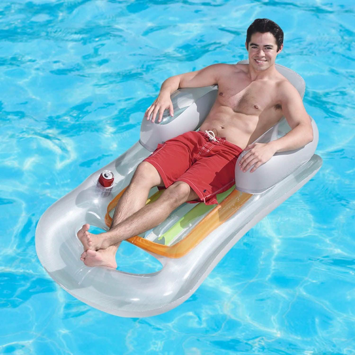 59in Inflatable Pool Float Raft with Headrest Armrest Cupholder DailySale