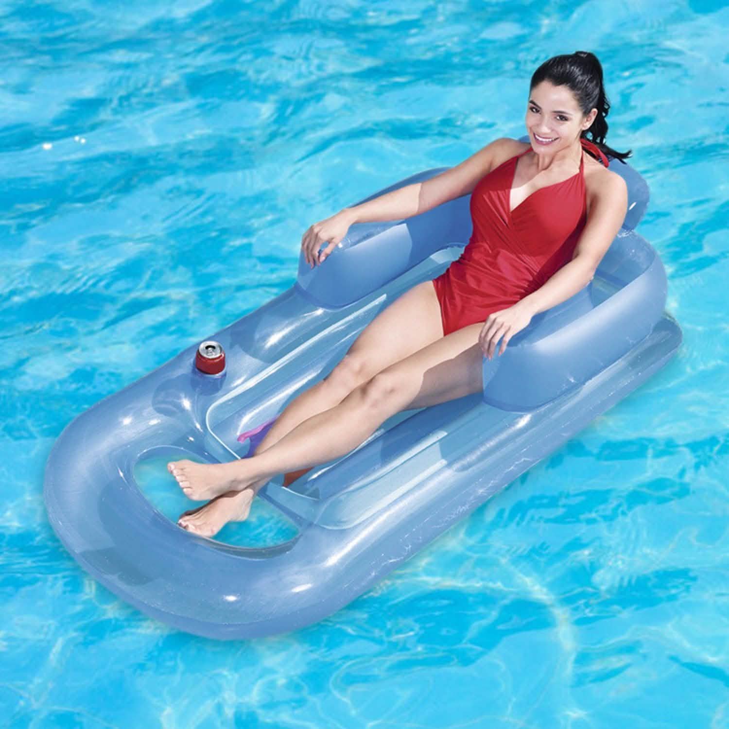 59in Inflatable Pool Float Raft with Headrest Armrest Cupholder DailySale
