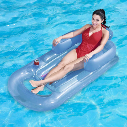 59in Inflatable Pool Float Raft with Headrest Armrest Cupholder DailySale