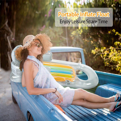 59in Inflatable Pool Float Raft with Headrest Armrest Cupholder DailySale