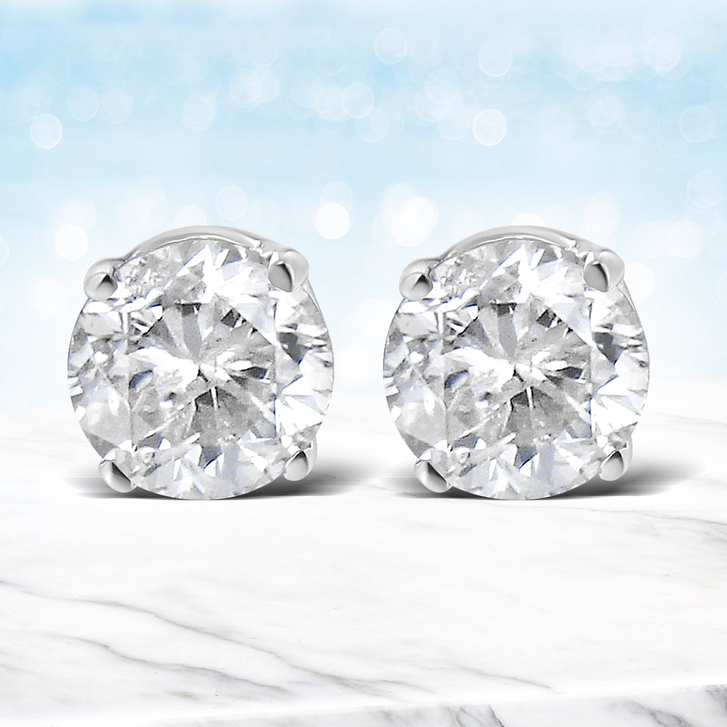 14K White Gold 5/8 Cttw Round Brilliant-Cut Lab Grown Diamond Classic 4-Prong Push back Stud Earrings (F-G Color, VS1-VS2 Clarity) Bids.com