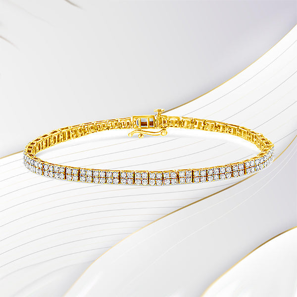 14K Yellow Gold Plated .925 Sterling Silver 3.0 Cttw Diamond Link Bracelet (K-L Color, I2-I3 Clarity) - 7.25" Bids.com