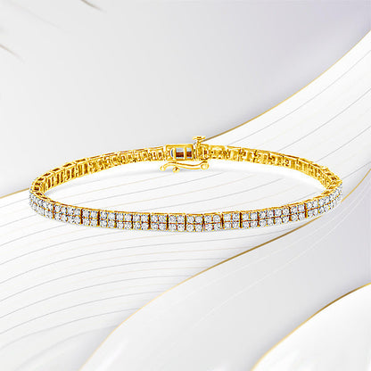 14K Yellow Gold Plated .925 Sterling Silver 3.0 Cttw Diamond Link Bracelet (K-L Color, I2-I3 Clarity) - 7.25" Bids.com