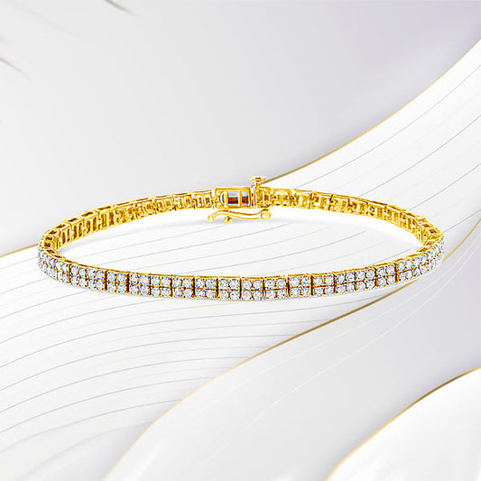 14K Yellow Gold Plated .925 Sterling Silver 3.0 Cttw Diamond Link Bracelet (K-L Color, I2-I3 Clarity) - 7.25" Bids.com