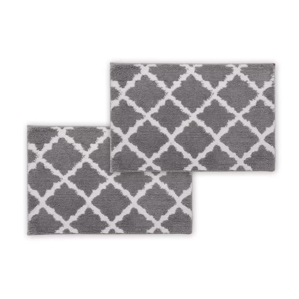 Bibb Home 1-2 Pack Trellis Micro Shag Bath Rugs 17" X 24" DailySale