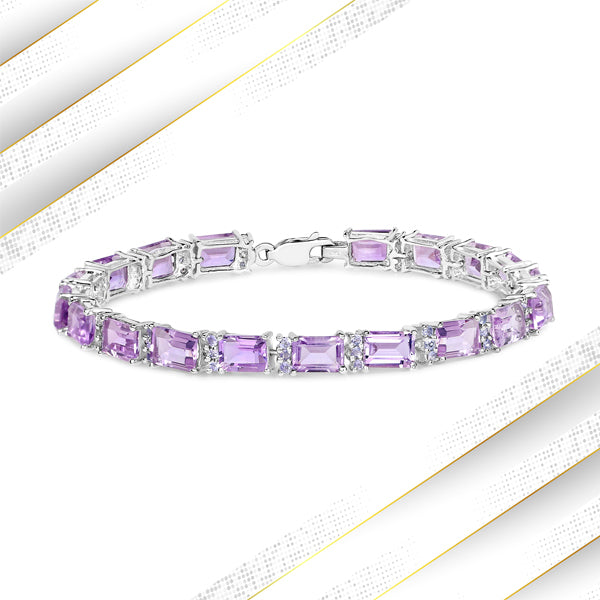 19.19 Carat Genuine Amethyst and Tanzanite .925 Sterling Silver Bracelet Bids.com