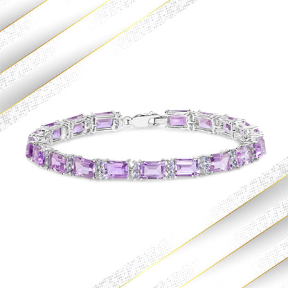 19.19 Carat Genuine Amethyst and Tanzanite .925 Sterling Silver Bracelet Bids.com