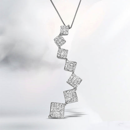 10K White Gold 1 cttw Diamond Snake Curved Pendant Necklace (H-I, I1-I2) Bids.com