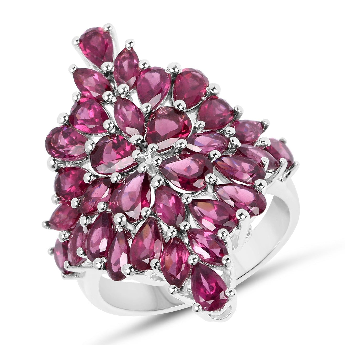 7.52 Carat Genuine Rhodolite .925 Sterling Silver Ring Bids.com