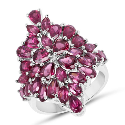 7.52 Carat Genuine Rhodolite .925 Sterling Silver Ring Bids.com
