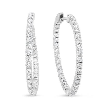 18K White Gold 3 5/8 Cttw Round Diamond Curved Inside-Outside Hoop Earrings (F-G Color, VS1-VS2 Clarity) Bids.com