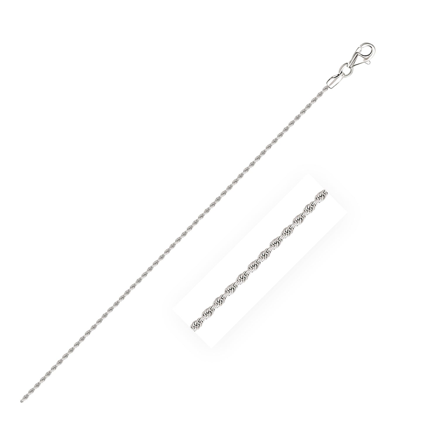 14k White Gold Solid Diamond Cut Rope Bracelet 1.5mm Bids.com
