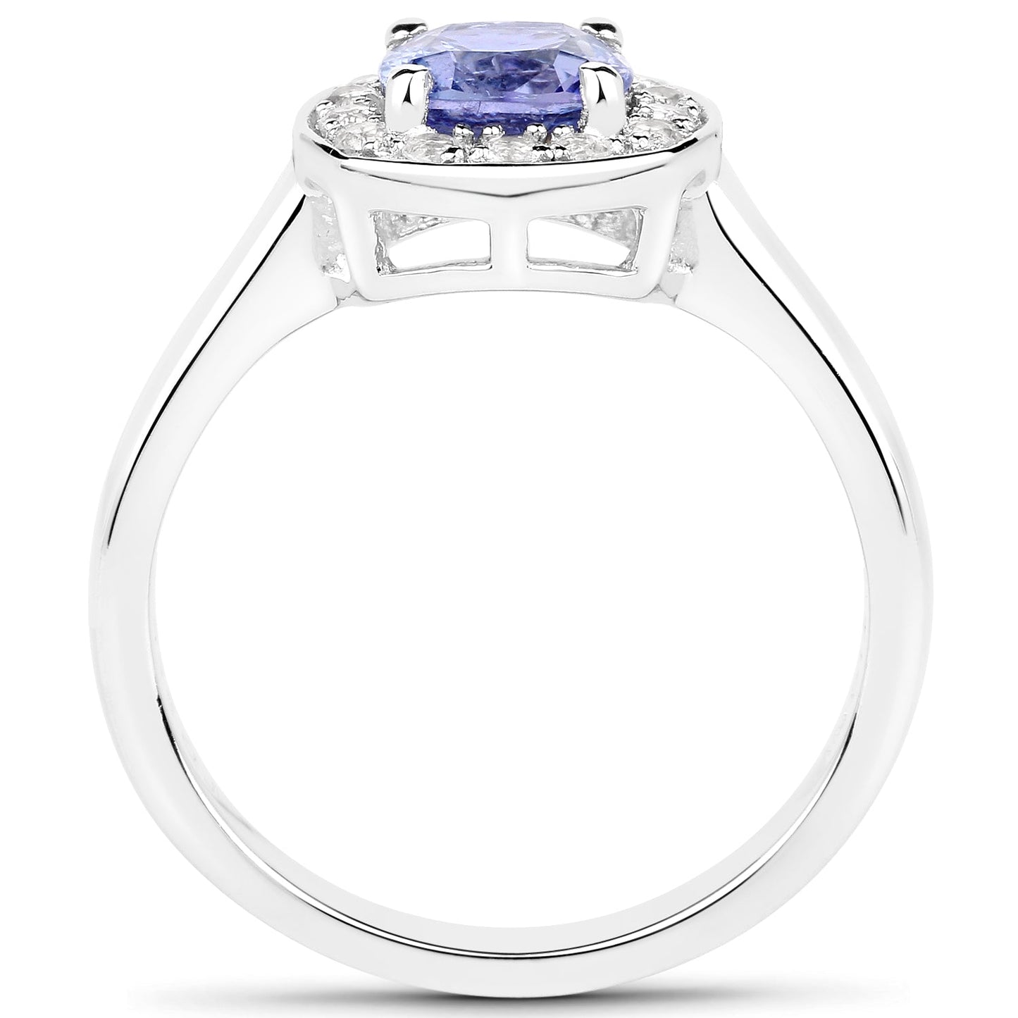 1.51 Carat Genuine Tanzanite and White Topaz .925 Sterling Silver ring Bids.com