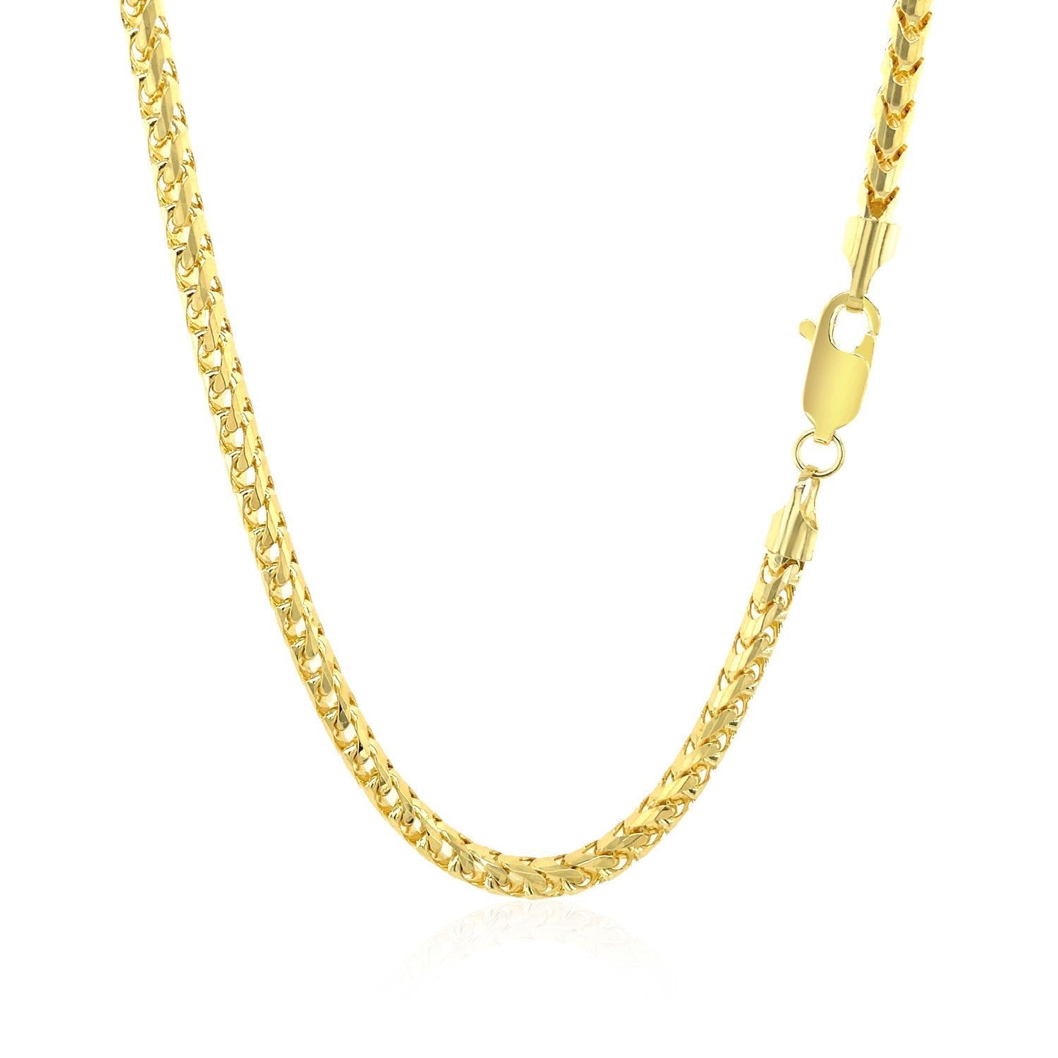 3.1mm 14k Yellow Solid Gold Diamond Cut Round Franco Chain Bids.com