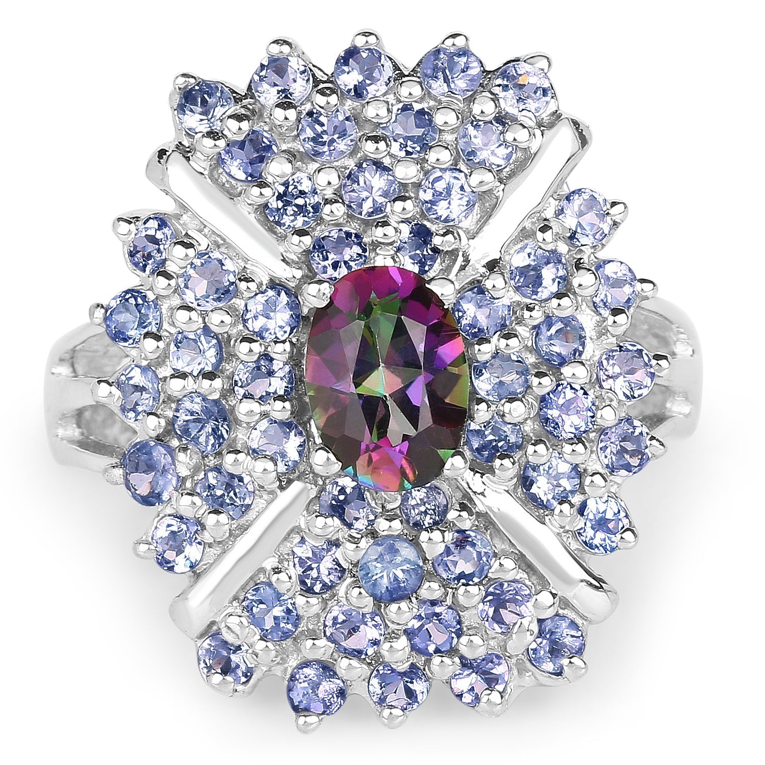 2.86 Carat Genuine Mystic Topaz and Tanzanite .925 Sterling Silver Ring Bids.com
