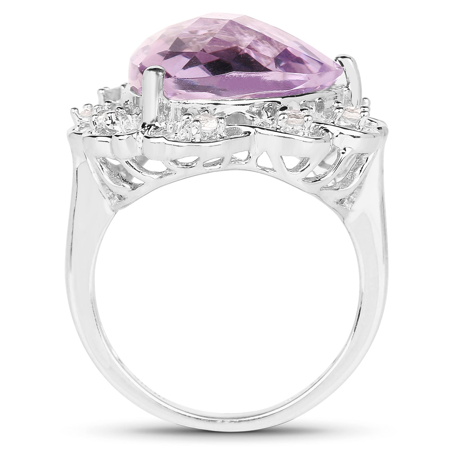 8.86 Carat Genuine Amethyst and White Zircon .925 Sterling Silver Ring Bids.com