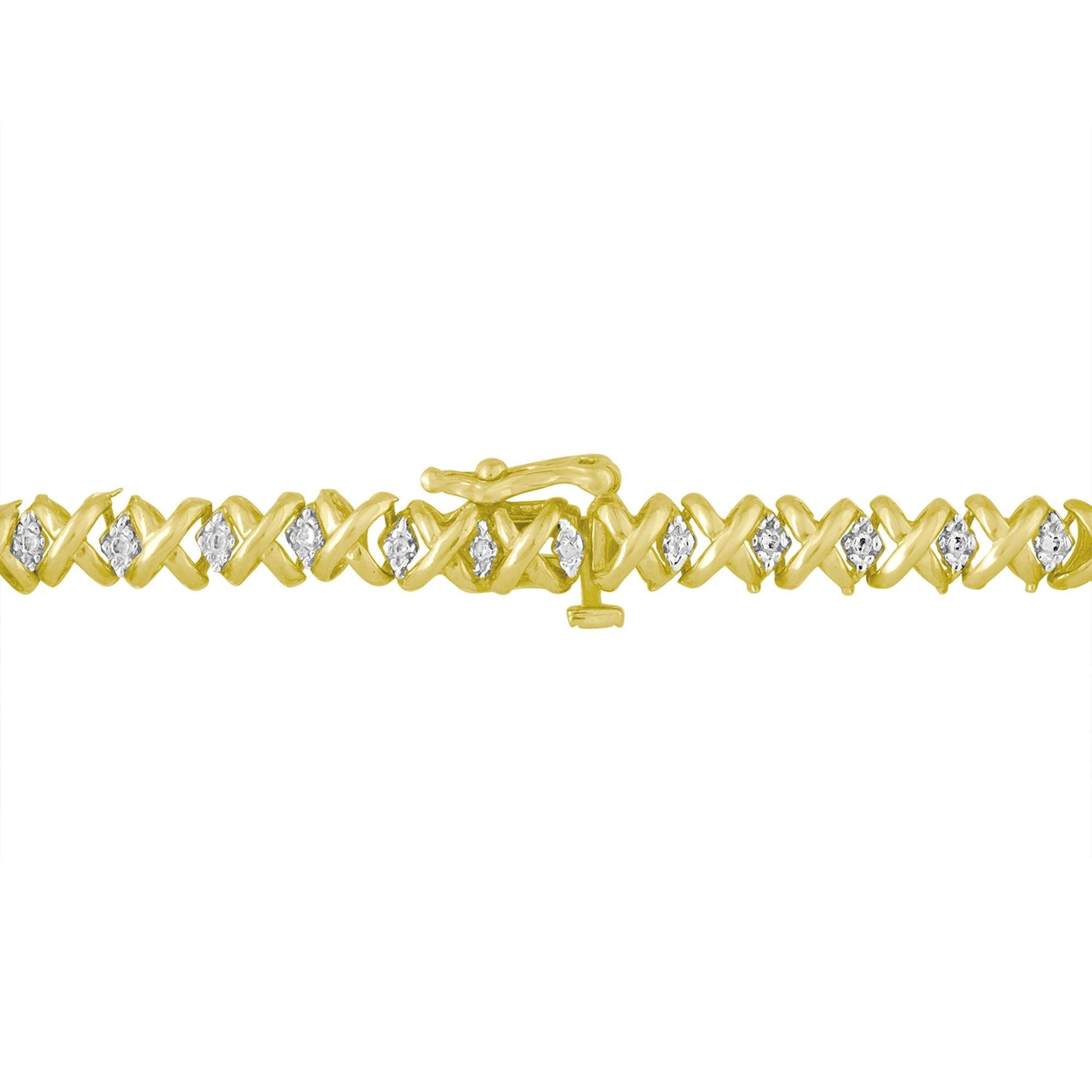 10K Yellow Gold 4 cttw Brilliant Round-Cut Diamond Graduating Riviera Statement Necklace (H-I Color, I2-I3 Clarity) Bids.com
