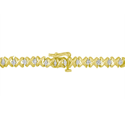 10K Yellow Gold 4 cttw Brilliant Round-Cut Diamond Graduating Riviera Statement Necklace (H-I Color, I2-I3 Clarity) Bids.com