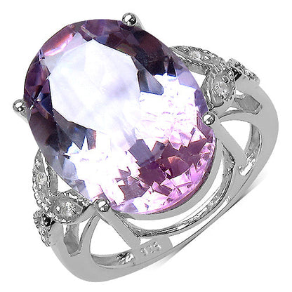 10.50 Carat Genuine Amethyst & White Topaz .925 Sterling Silver Ring Bids.com