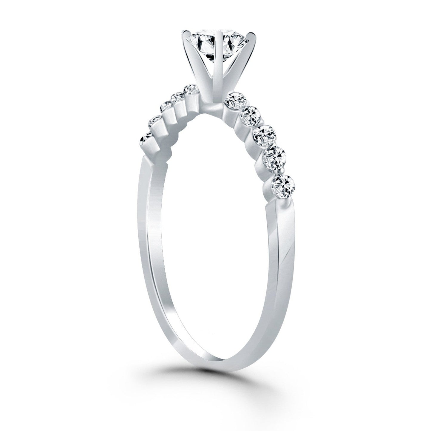 14k White Gold Diamond Engagement Ring with Shared Prong Diamond Accents Bids.com