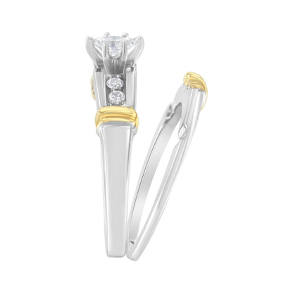 14K Yellow and White Gold 1/3 Cttw Marquise Diamond Cocktail Engagement Ring Set (H-I Color, SI1-SI2 Clarity) - Size 7 Bids.com
