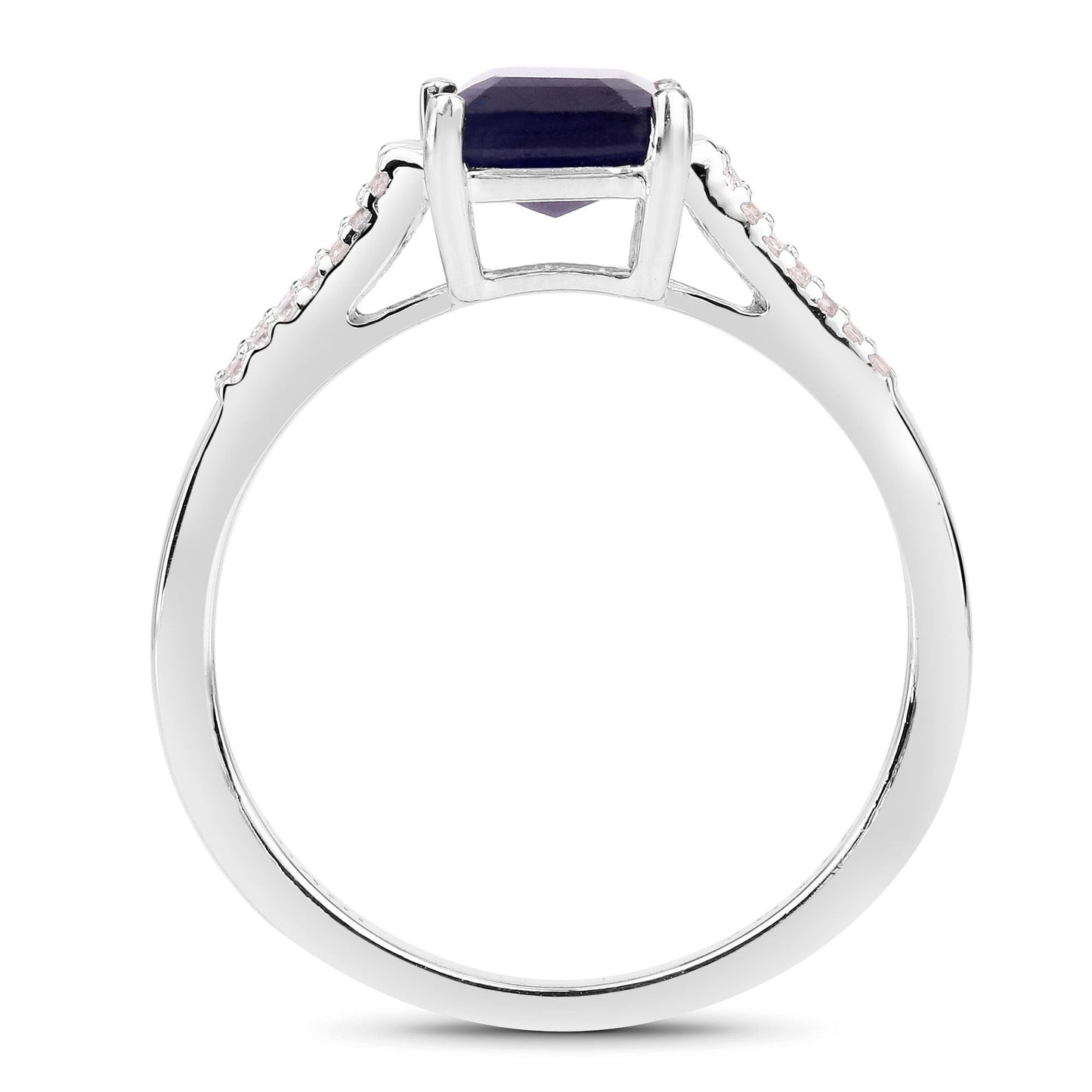 3.07 Carat Glass Filled Sapphire and White Zircon .925 Sterling Silver Ring Bids.com