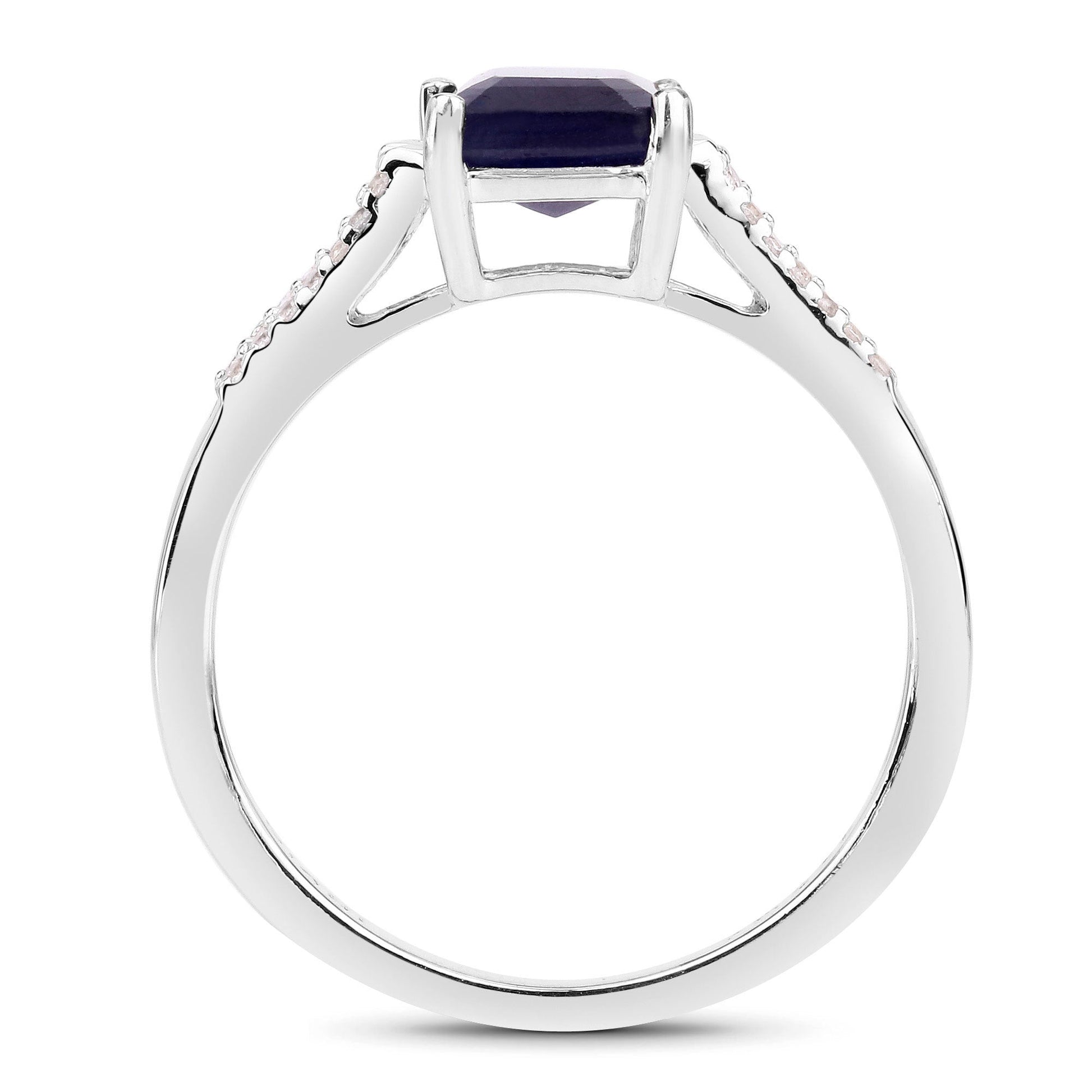 3.07 Carat Glass Filled Sapphire and White Zircon .925 Sterling Silver Ring Bids.com