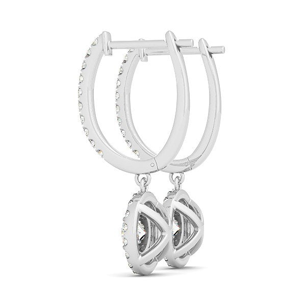 14k White Gold Double Halo Round Diamond Drop Earrings (1 cttw) Bids.com
