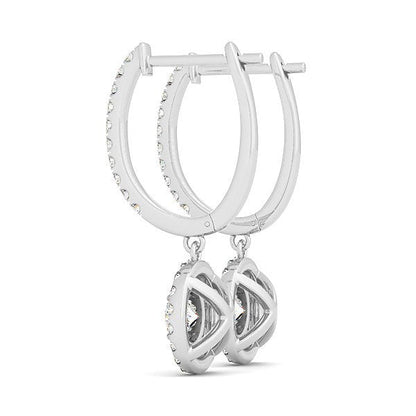 14k White Gold Double Halo Round Diamond Drop Earrings (1 cttw) Bids.com