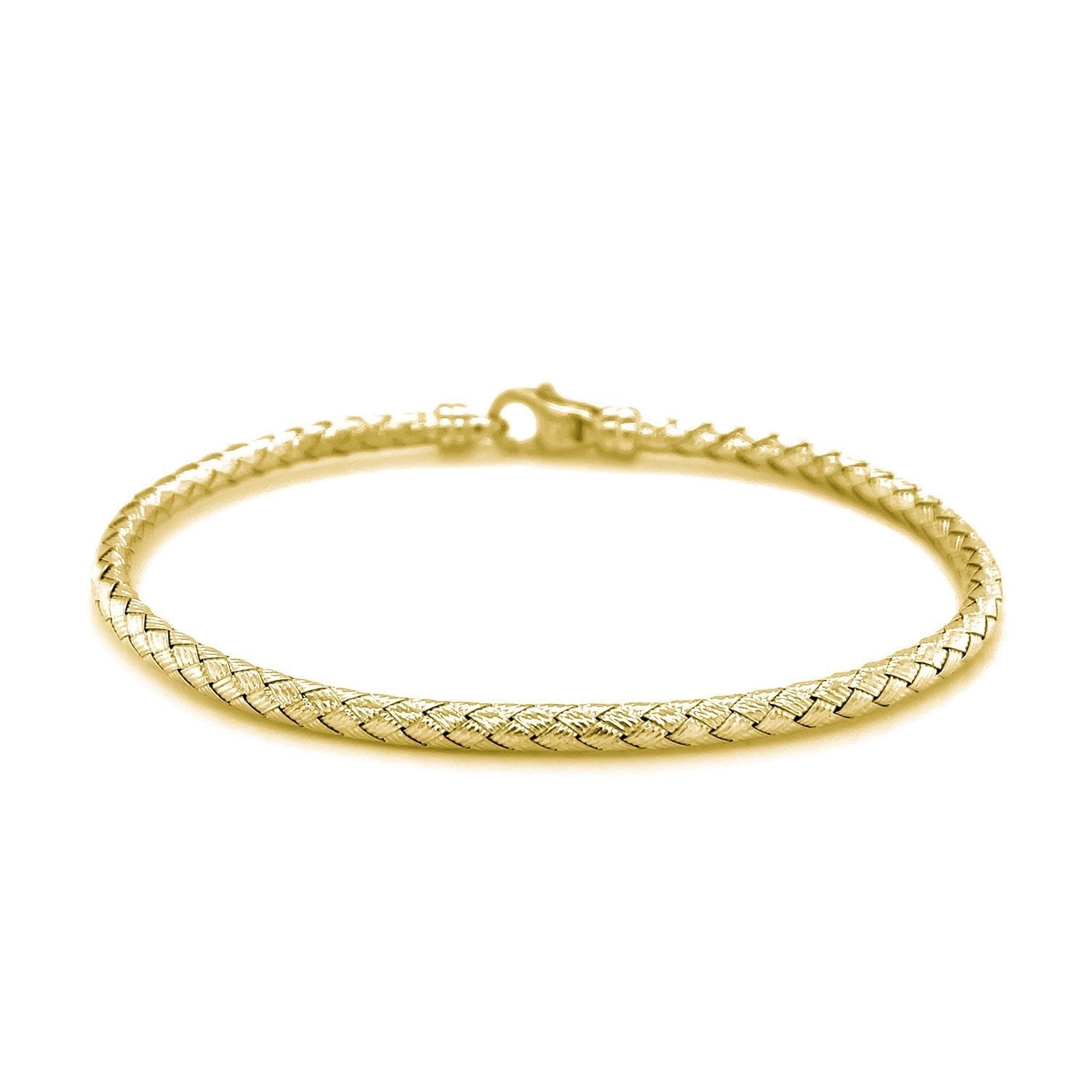 Fancy Weave Bangle in 14k Yellow Gold (3.0mm) Bids.com