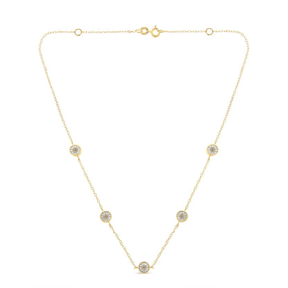 Yellow Color Plated Sterling Silver Diamond Station Necklace (1/2 cttw, K-L Color, I2-I3 Clarity) Bids.com