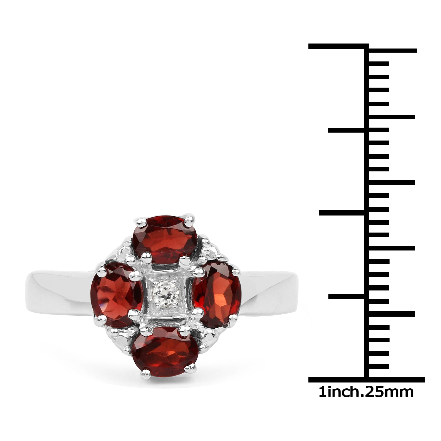 2.02 Carat Genuine Garnet & White Topaz .925 Sterling Silver Ring Bids.com