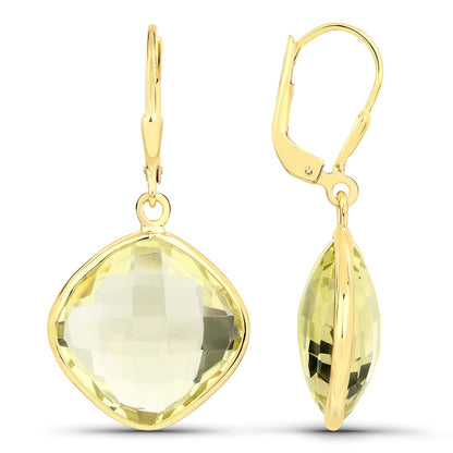 21.40 Carat Genuine Lemon Quartz .925 Sterling Silver Earrings Bids.com