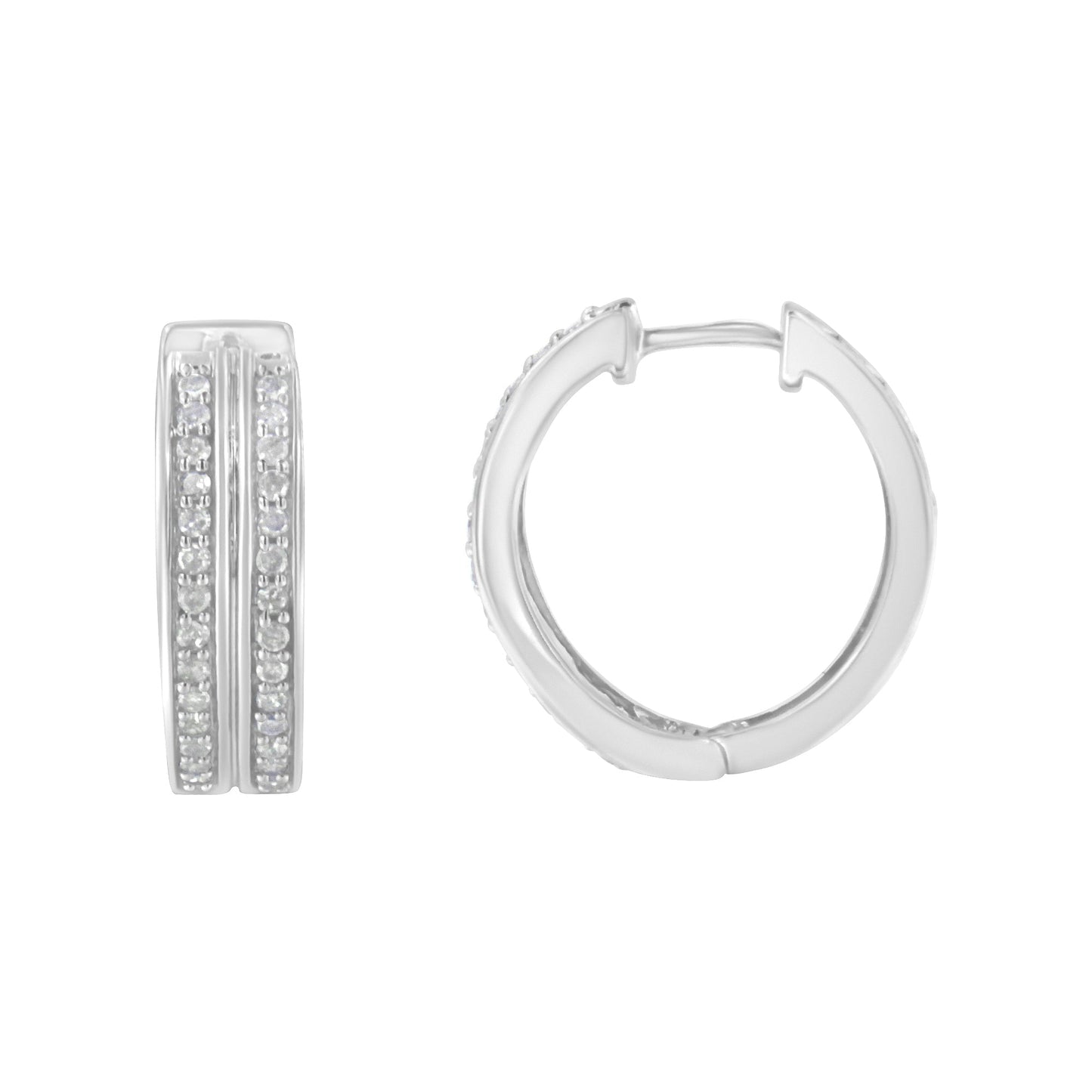 10K White Gold Diamond Hoop Earring (1/2 cttw, I-J Color, I2-I3 Clarity) Bids.com
