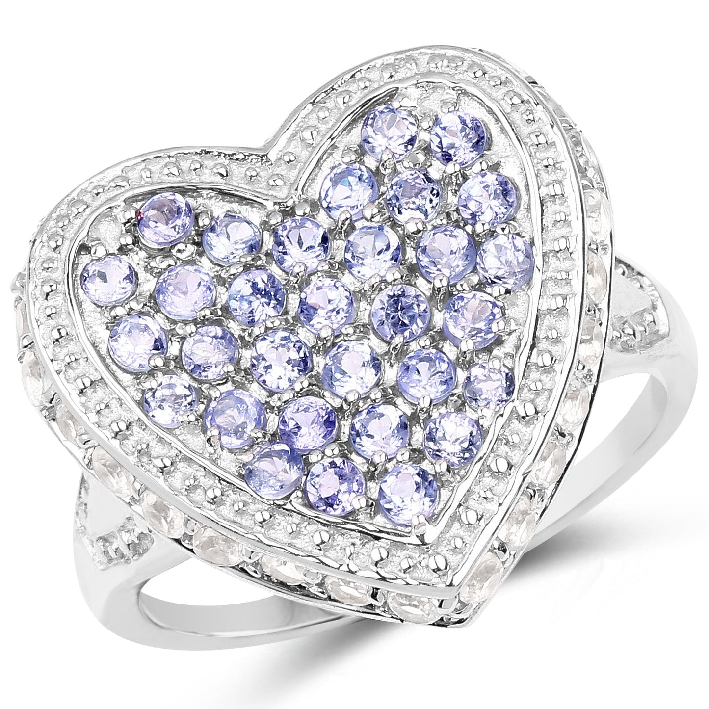 1.81 Carat Genuine Tanzanite and White Topaz .925 Sterling Silver Ring Bids.com